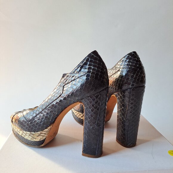 Miu Miu Runway Python Dark Blue Platform Heels Shoes Size 36 / US 6 - Picture 10 of 16